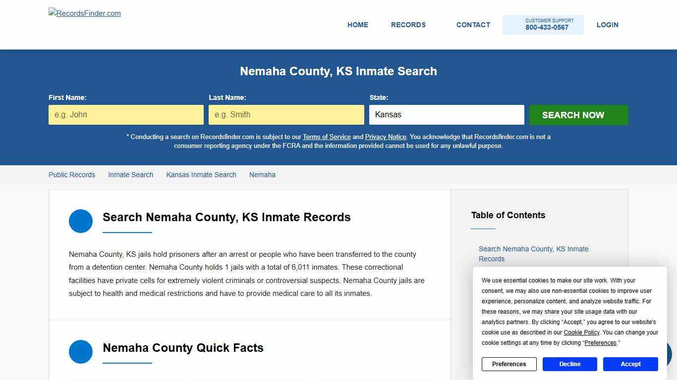 Nemaha County, KS Jail Records & Inmate Search
